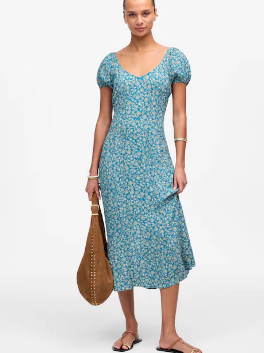 Madewell Cap-Sleeve Midi Dress in Eloise Ditsy Floral - Size 4